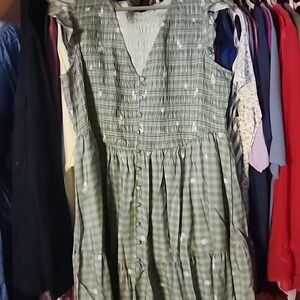 Green floral skater dress